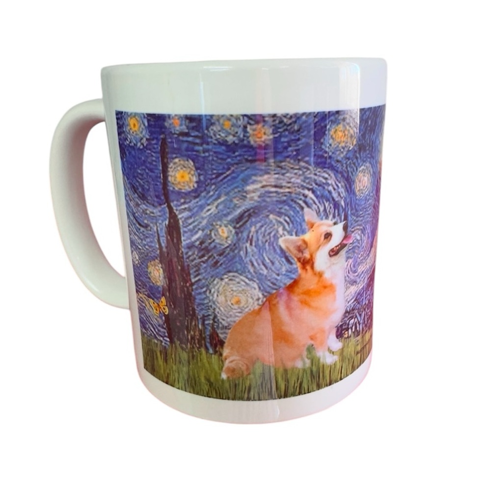 CORGI mug STARRY NIGHT funny image ceramic coffee cup tea beverage Dog mom breed